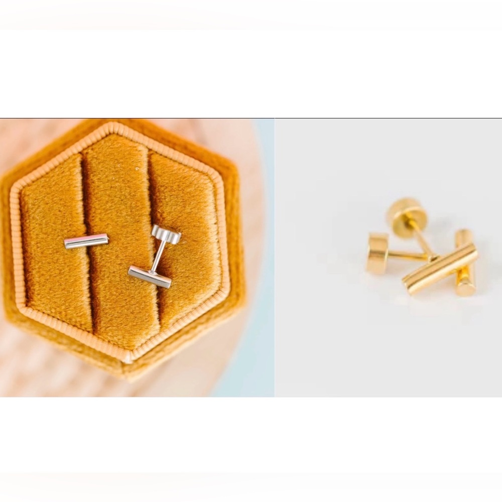 Bundle of Pierced Co. Silver and Gold Bar Stud Earrings
